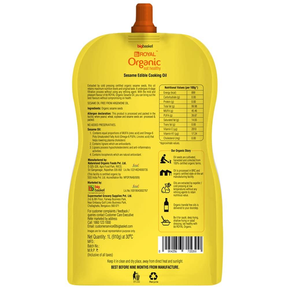 BB Royal BB Royal Organic Cold Pressed Sesame Oil - 1 L (Gingelly Oil)