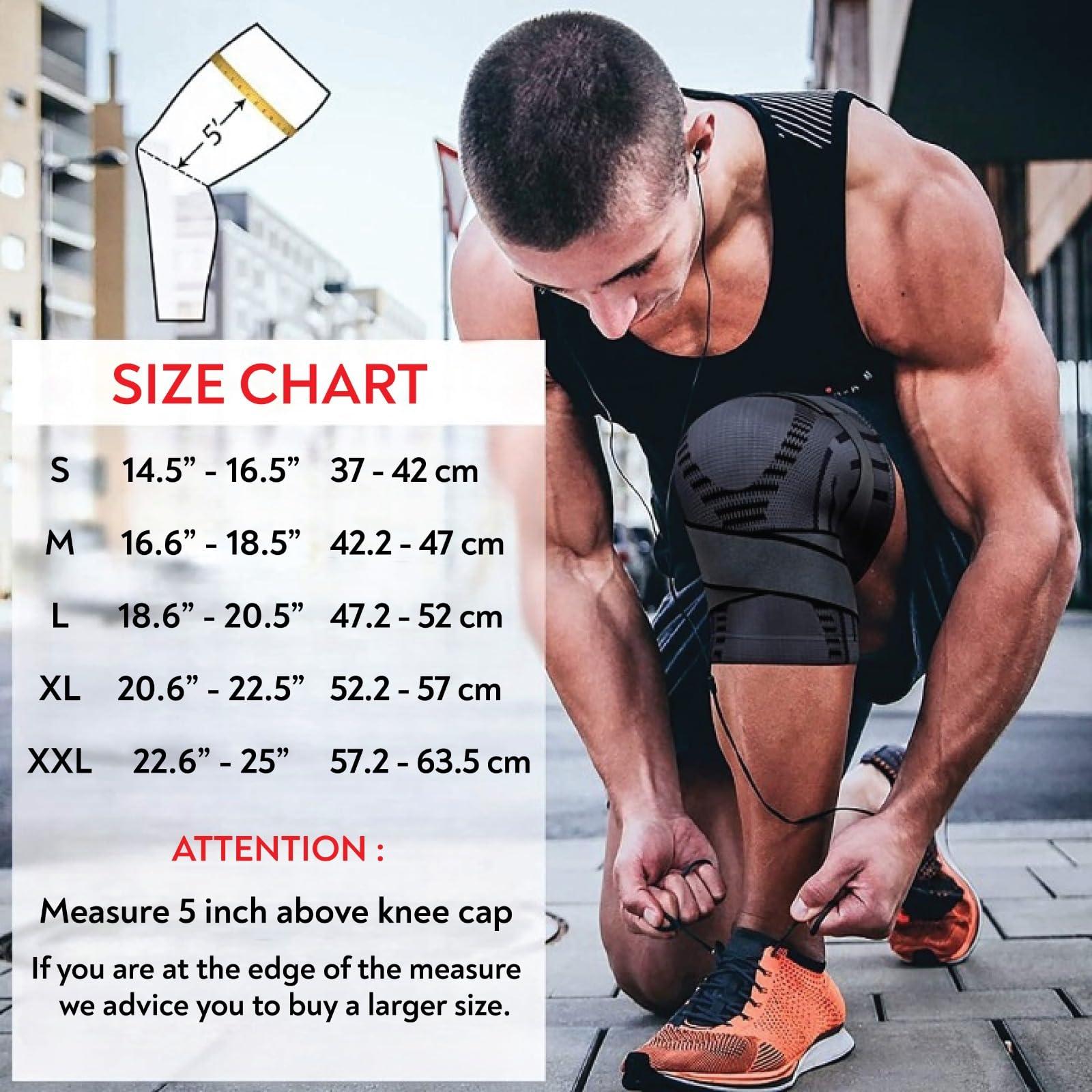 Aethon Aethon Knee Cap with Velcro Strap for Support & Pain Relief, Non Slip Professional Compression Sleeves for Knee Pain,Ligament Tear, Running,Work Out, Gym,Arthritis, ACL and Sports,Knee Brace 1 piece