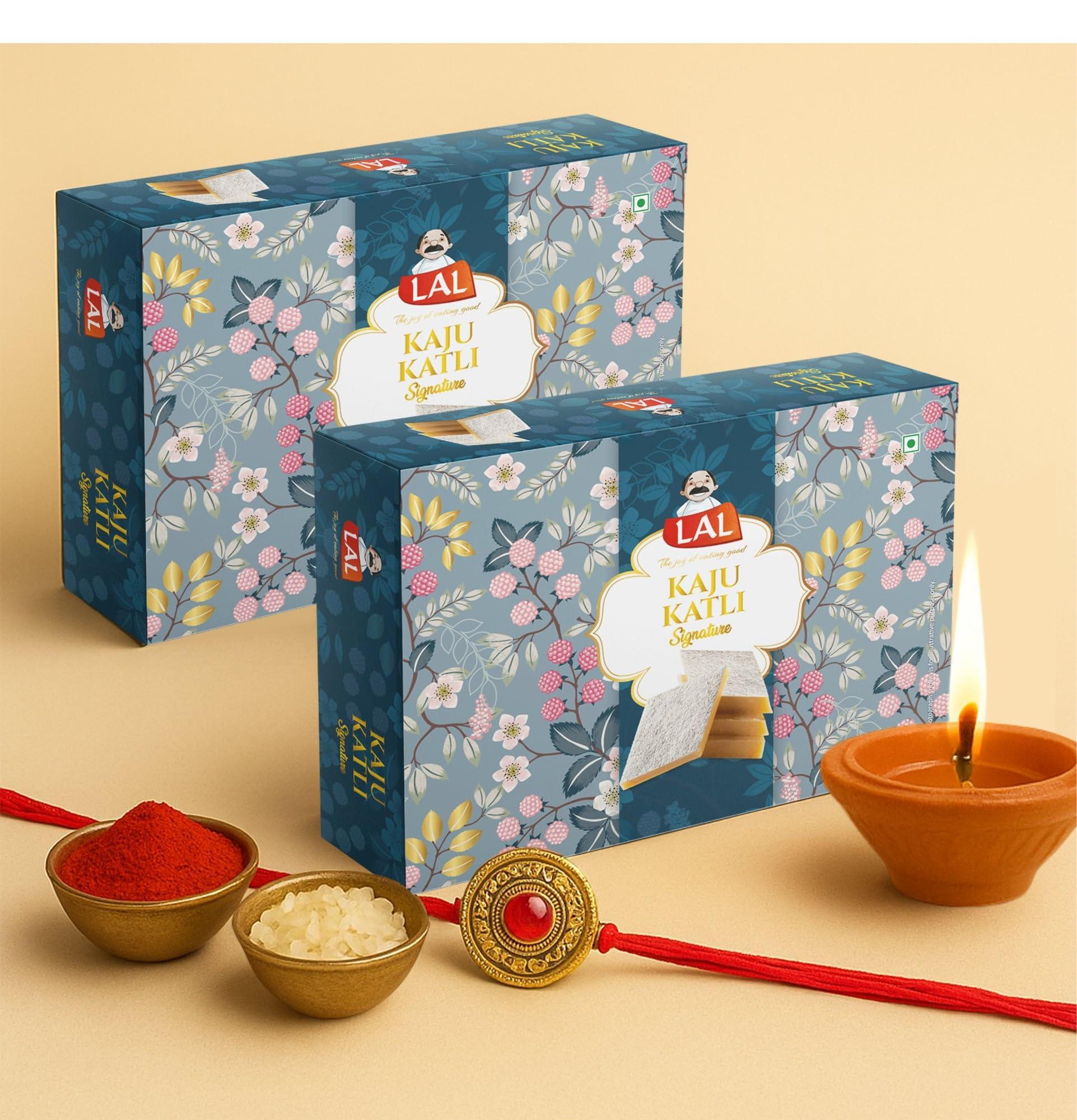 Lal Lal Sweets Kaju Katli 200gm (Pack of 2) | Authentic Indian Cashew Sweet in Diamond Form | Made with Desi Cow Ghee | Handcrafted Indian Traditional Sweets (Pack of 2)