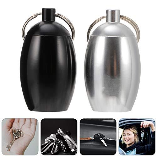 HEALLILY 2pcs Pill Holder Organizer Pill Case Bottle Container with Keychain Pill Box Useful Acessories