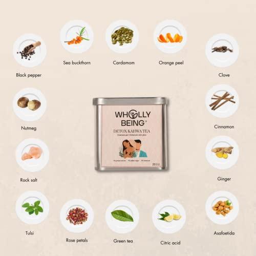 Wholly Being Wholly Being - Detox Kahwa Tea with for skin glow and gut detox with Nutmeg, Sea Buckthorn, Rose Petals, Orange Peels(20 tea bags)