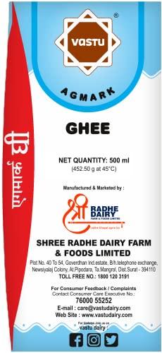Vastu Ghee Vastu Buffalo Desi Ghee, Pure Ghee, Agmark Special Grade, Immunity Booster 500ML Tetra Pack (Pack of 1)