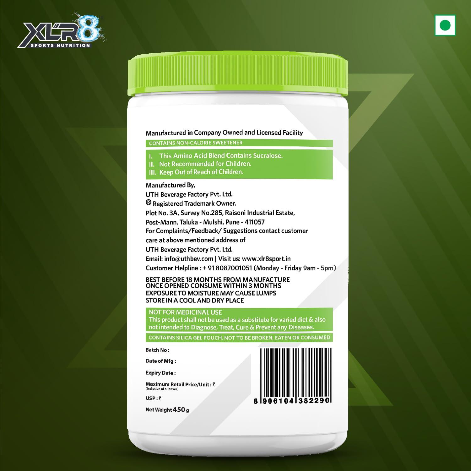 XLR8 XLR8 BCAA++ Powder Supplement 2:1:1 with Vegan Instantised BCAA 5000mg,1500mg Glutamine, 500mg Arginine &180 Electrolytes (450 g (Pack of 1, Guava)