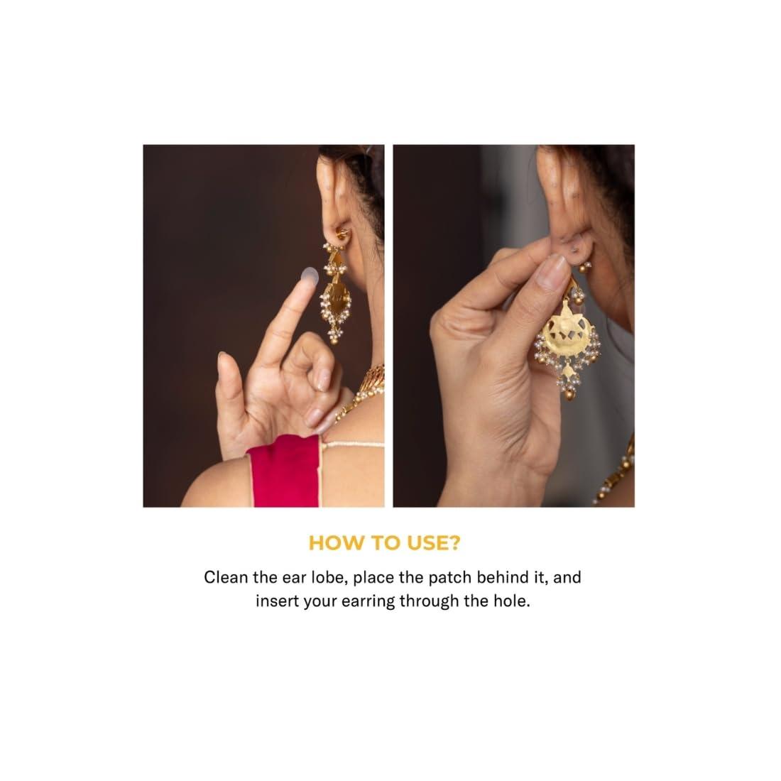 SLICKFIX SlickFix Trial Pack Combo - Fashion Dressing Tape & Ear Lobe Support Patches (36 pcs each) | Double sided body tape for women | Ear lobe protector and Fashion tape for dresses.