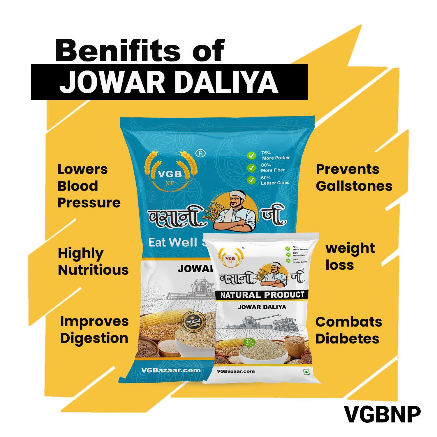 VGBNP VGBNP 100% Natural & original Jowar Daliya (Jonna ka Daliya) Sorghum Dalia,cholam seeds dalia (jonnalu |joar dalia |jowari) Healty Grains Fibre Rich/immunity builder Jowar Dalia- 1kg