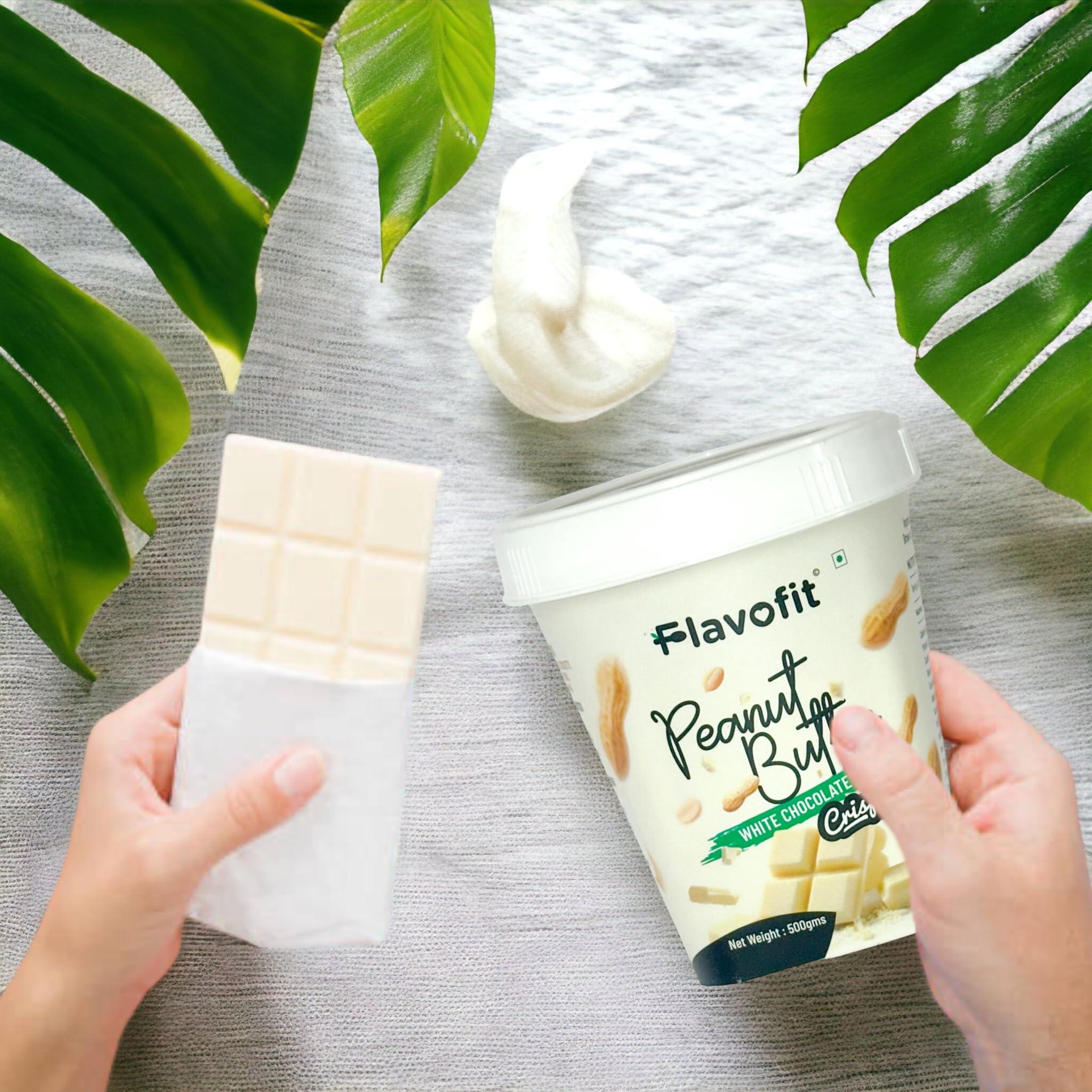 Flavofit Flavofit Crispy White Chocolate Peanut Butter 500g | 24g Protein | Healthy & tasty | Vegan | Cholesterol & Trans fat free