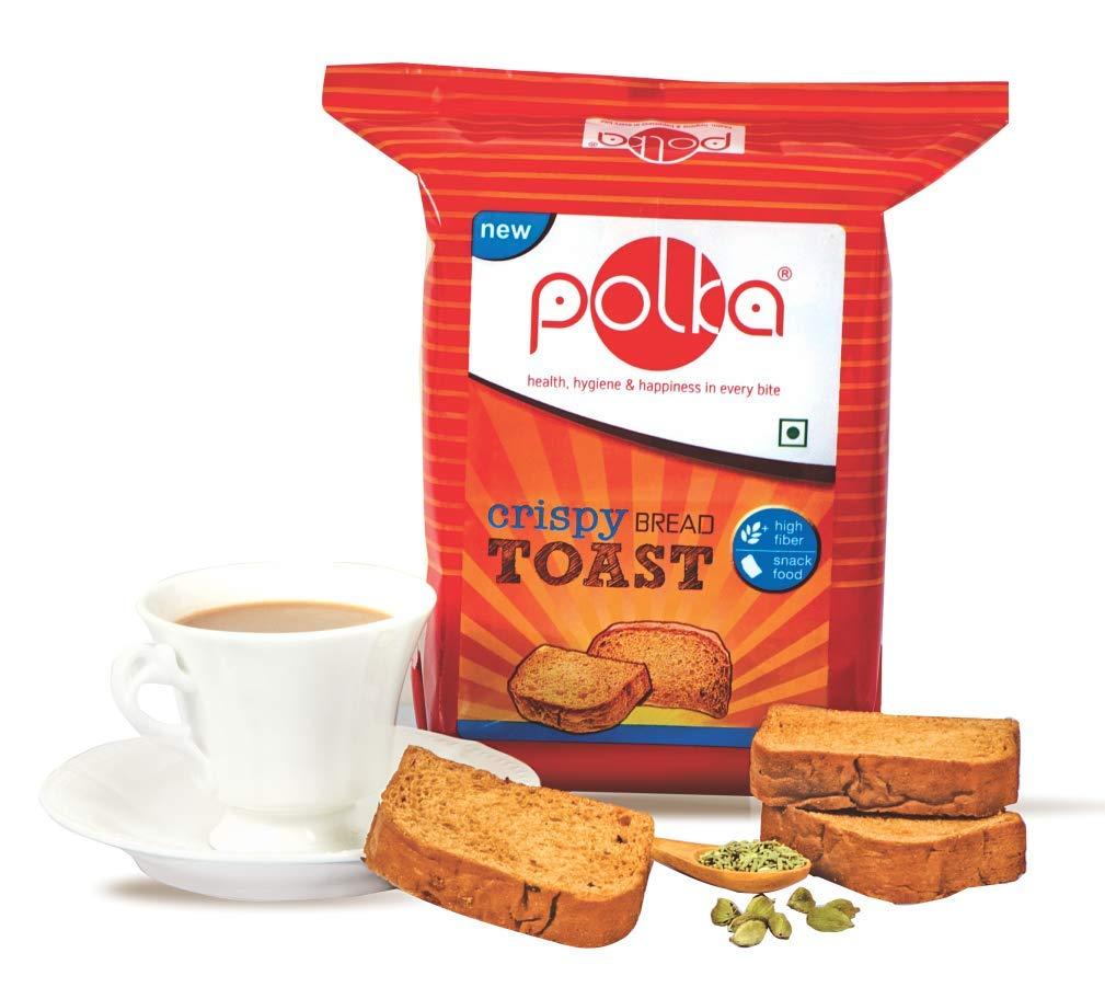 POLKA POLKA PACK OF 6 SUJI Rusk, 3 Crispy Toast, 3 Tea Toast,2400 Gm, RUSK FAMILY COMBO PACK