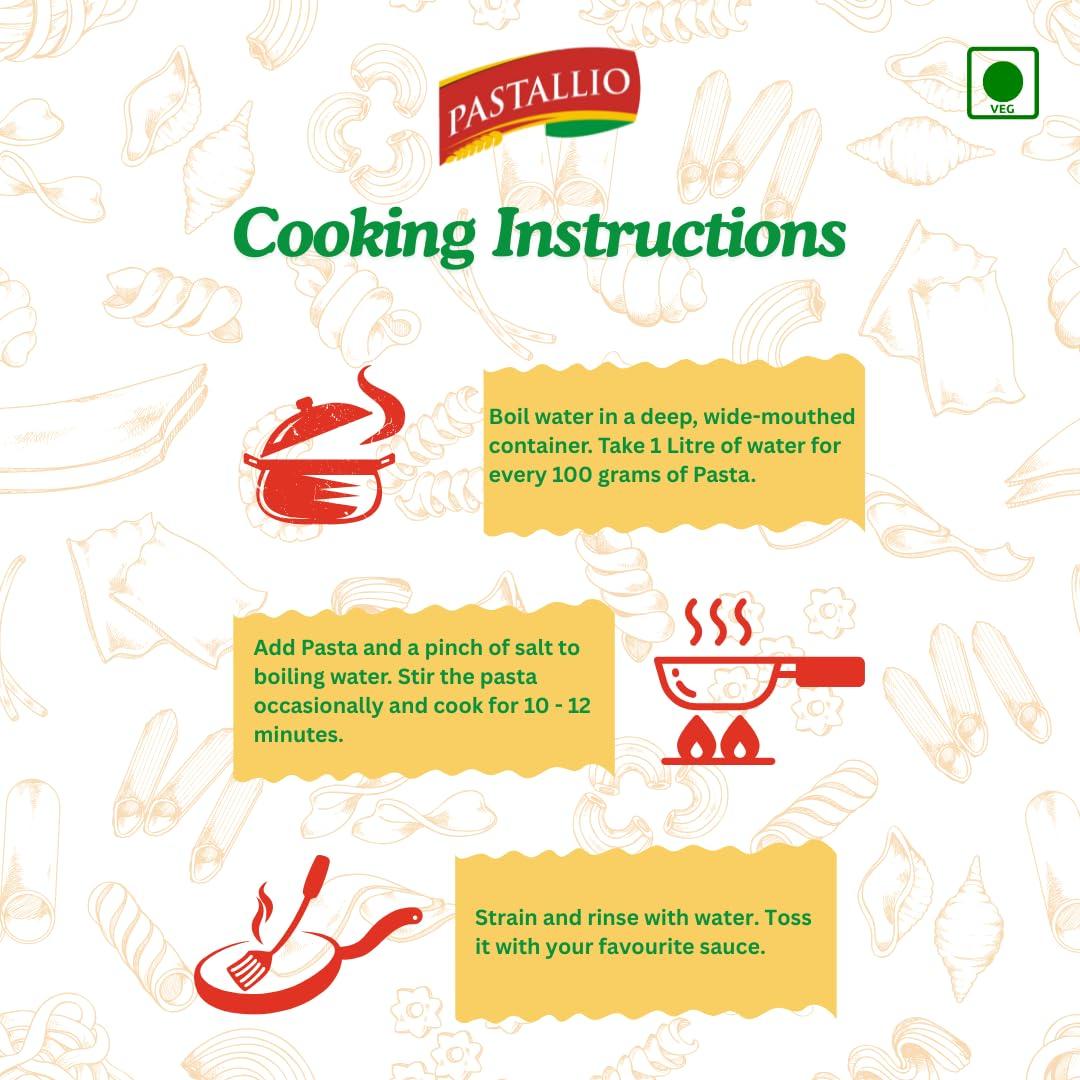 PASTALLIO Pastallio Durum Wheat Semolina Pasta Pure and Healthy to Eat with No Other Additives, Great Source of Energy, Iron and Protein- Fusilli (2Packs of 500g)