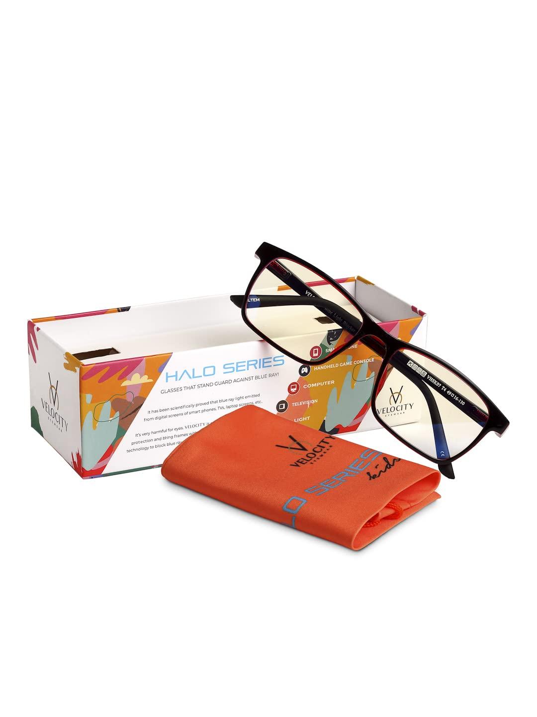 VELOCITY STUDIO Velocity Blue Ray Protection Red Rectangular Shape Frame Computer Eyeglasses For Kids