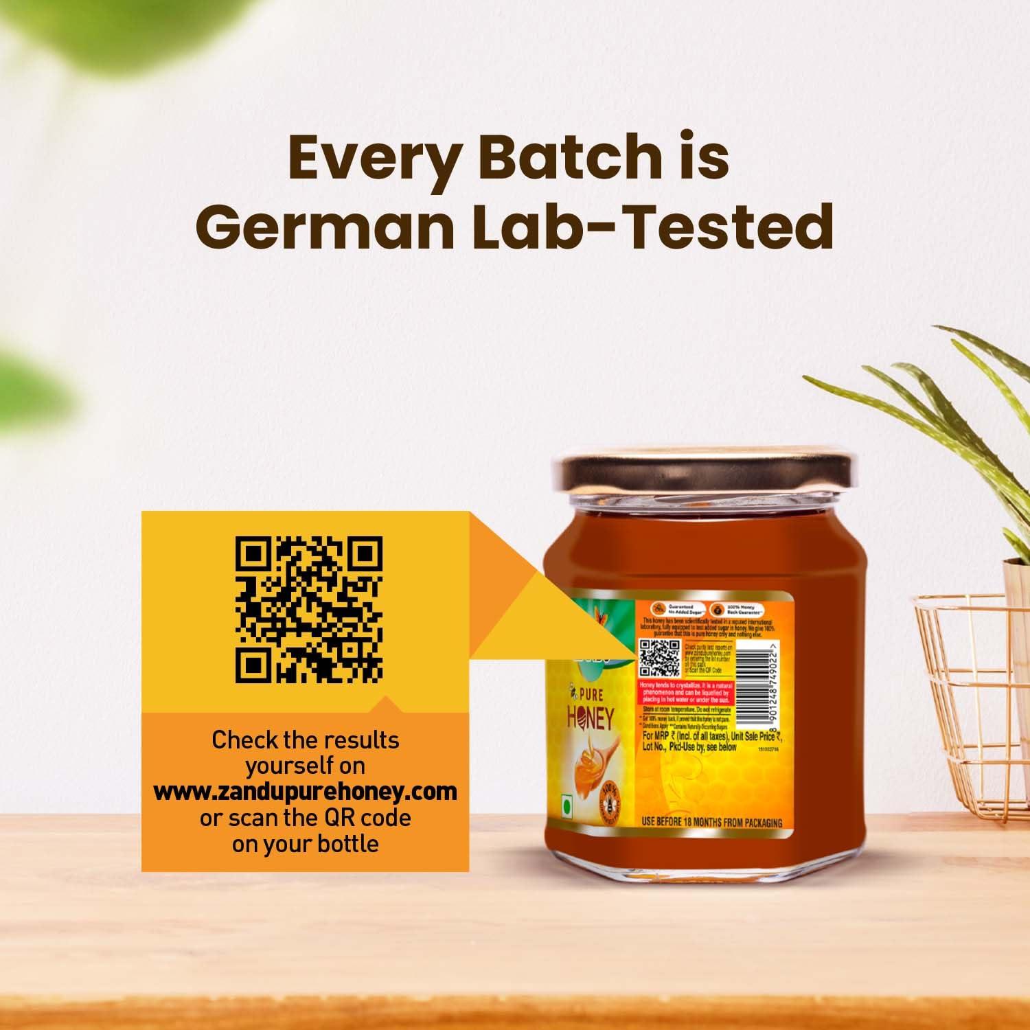 Zandu Zandu Pure Honey with Cinnamon, Green Tea & Lemon, 100% Purity, No Added Sugar, 250g