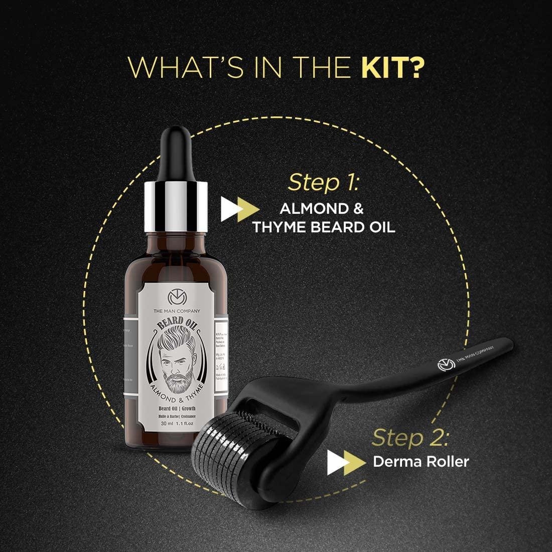 The Man Company The Man Company Beard Booster Duo | Derma Roller + Beard Oil | Activates Hair Follicles | Accelerates Beard Growth, Fuller & Thicker Beard | Improves Patchy Beard