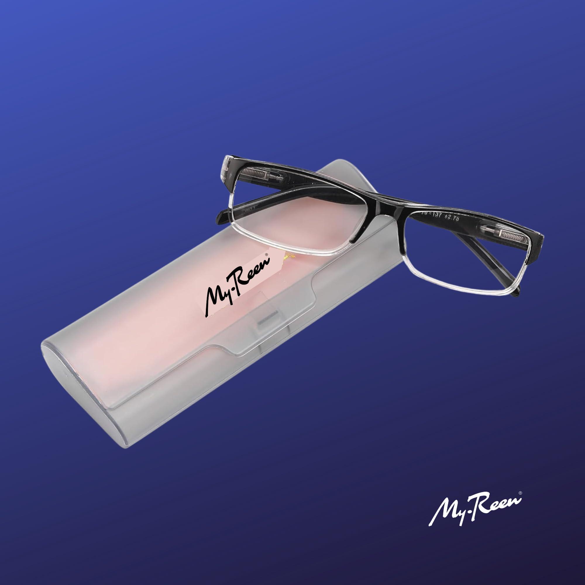 myreen myreen Reading Glass +1 +1.25 +1.5 +1.75 +2 +2.25 +2.5 +2.75 +3 | Full-Rim Reading Power Number Glass For Reading Books Anti Reflection Glasses (+1.50)
