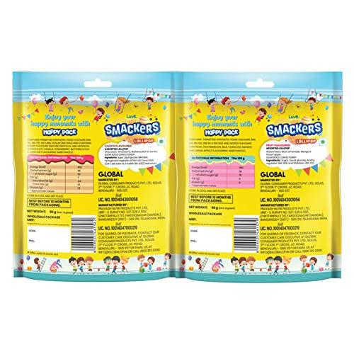 LuvIt. LuvIt. Smackers Fruit and Chocolate Flavoured Lollipops Pack Combo , 576g - Pack of 6