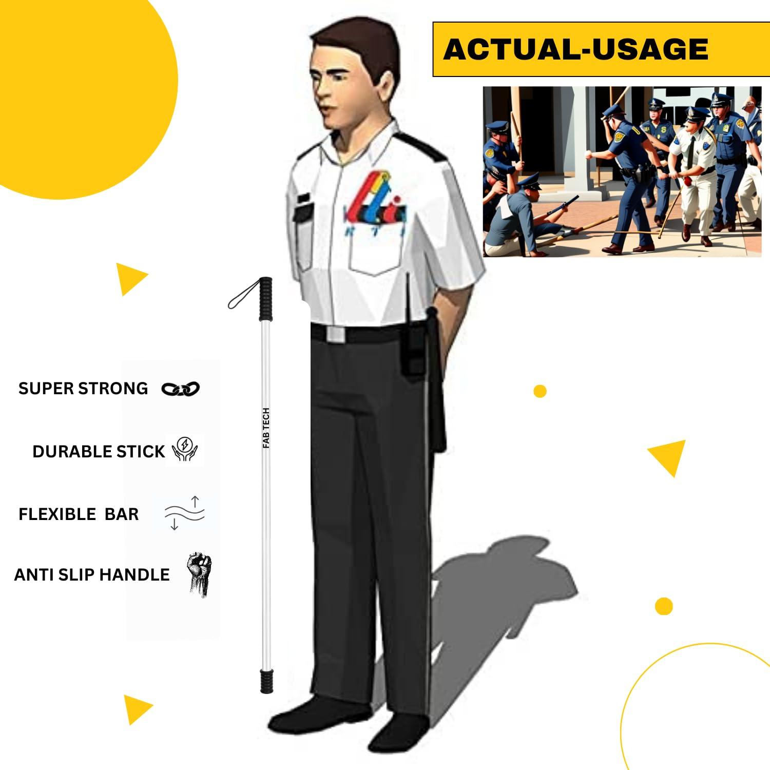 FAB TECH FAB TECH Polycarbonate Safety Stick (Pack of 5) High Impact Resistance, Durable, Light Weight, Scratch Proof, Anti Slip Bottom Security Stick/Fiber Rule/Fibre Stick/Police Fiber Stick/Walking Cane