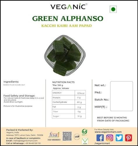 Veganic Veganic Khatta Meetha Aam Papad 400GM Premium Dried Raw Mango Cubes Toffee Jelly Candy Green Colour Tasty Fruit Bar For Kids And Your Family