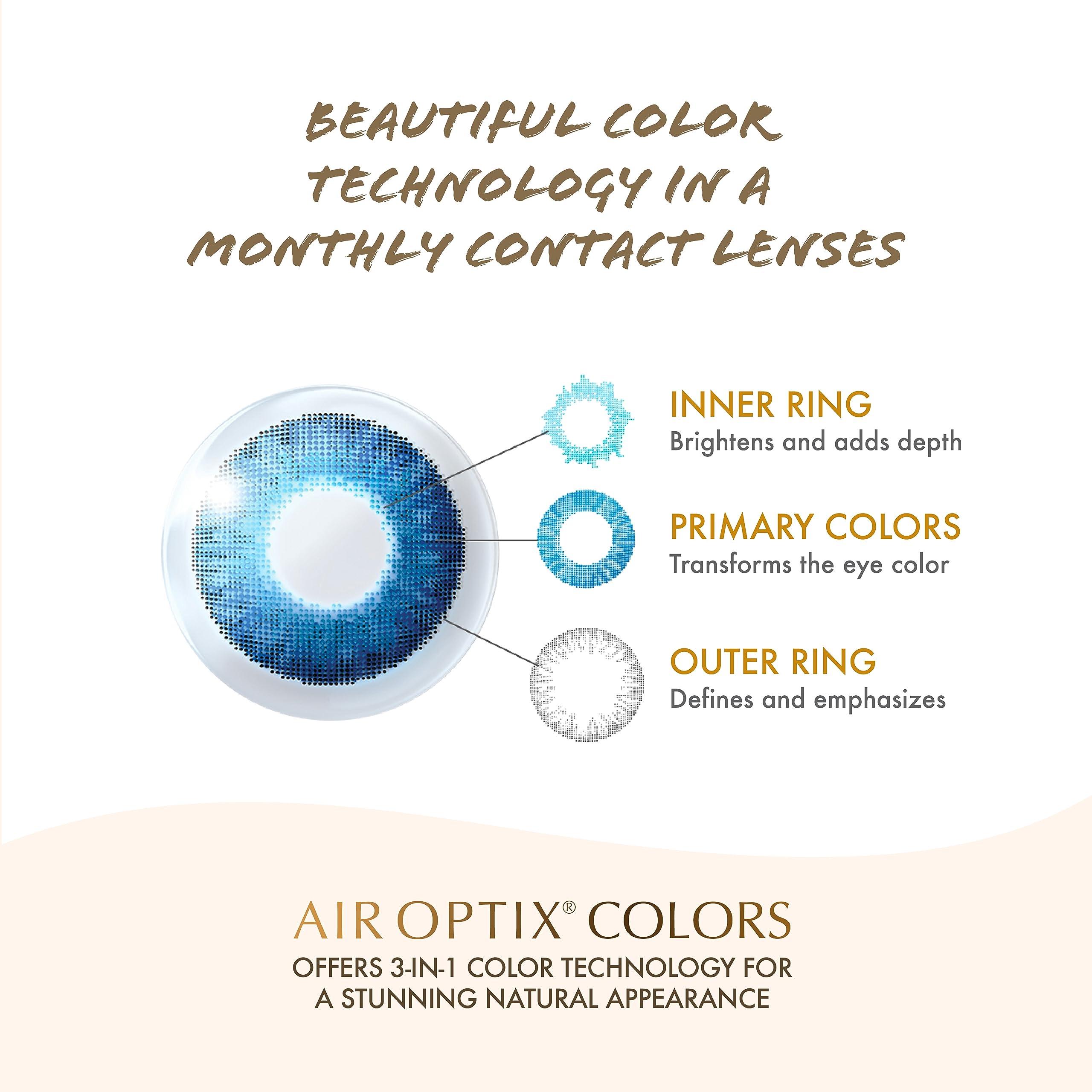 ALCON Alcon AirOptix Colors - Monthly Color Contact Lenses (-07.50, Blue, Pack of 2)