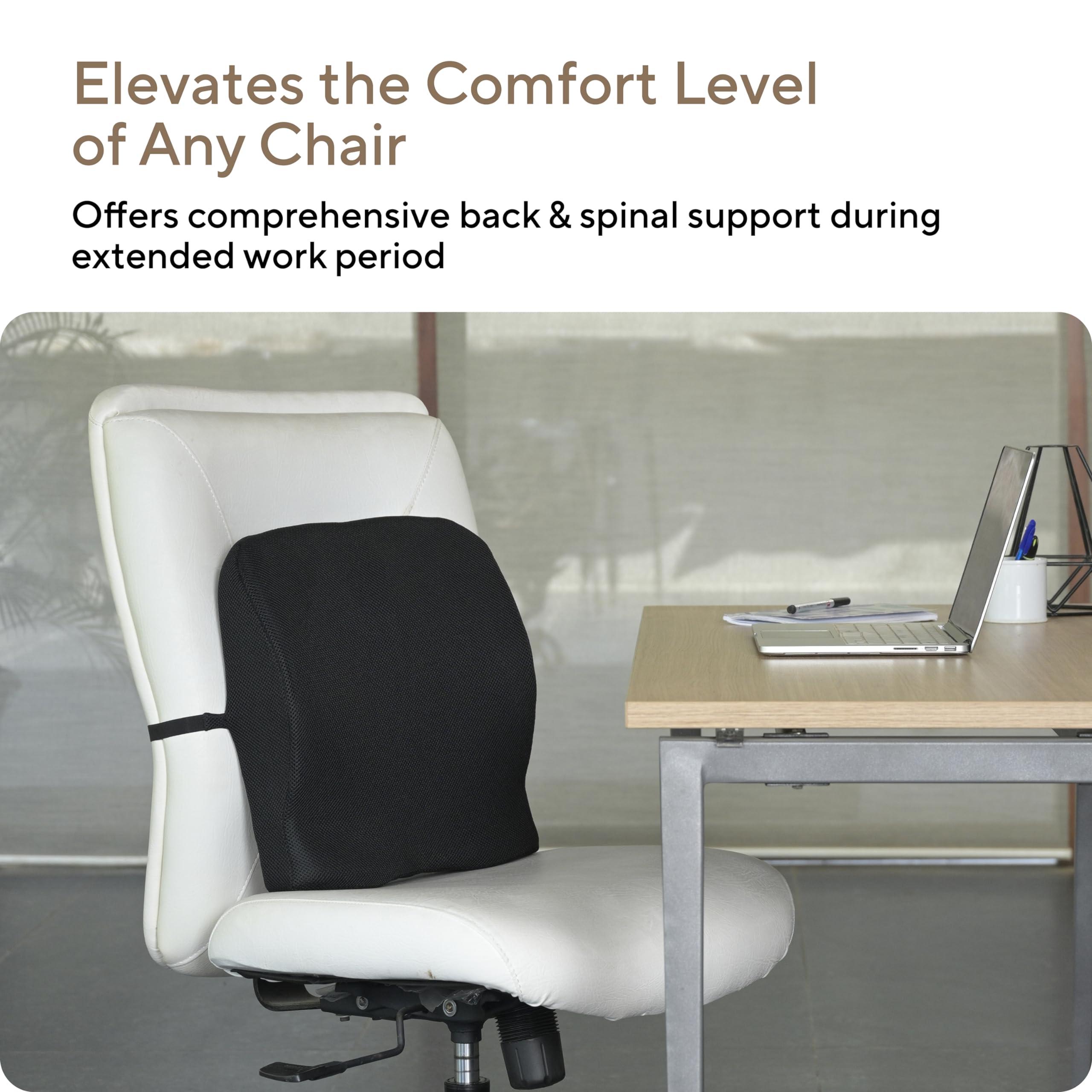 FOVERA FOVERA Back Support for Chair, Orthopedic Lumbar Support Memory Foam Mid Backrest Cushion - Designed for Back Pain Relief - Back Rest Pillow for Comfortable Sitting (Mesh Black)