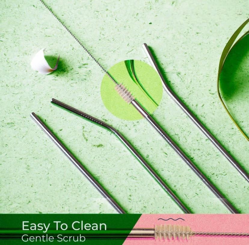 RUDRA INDUSTRIES Ruda Industries Stainless Steel Straws, Set of 5, with Cleaning Brush,Metal Straws for Drinking,2 Strait Straw,2 Bend Straw,1CLEANING Brush,Reusable Straw (1pcs)