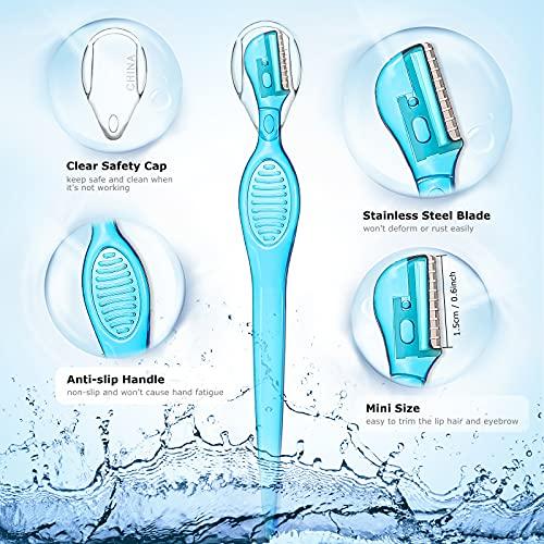 Honoson Lip Razor for Women Portable Face Razors for Women Facial Hair Razor Women's Shaving Hair Removal Tool Dermaplaning Tool Eyebrow Hair Trimmer with Safety Cap for Makeup Face Care, 4 Colors (16)