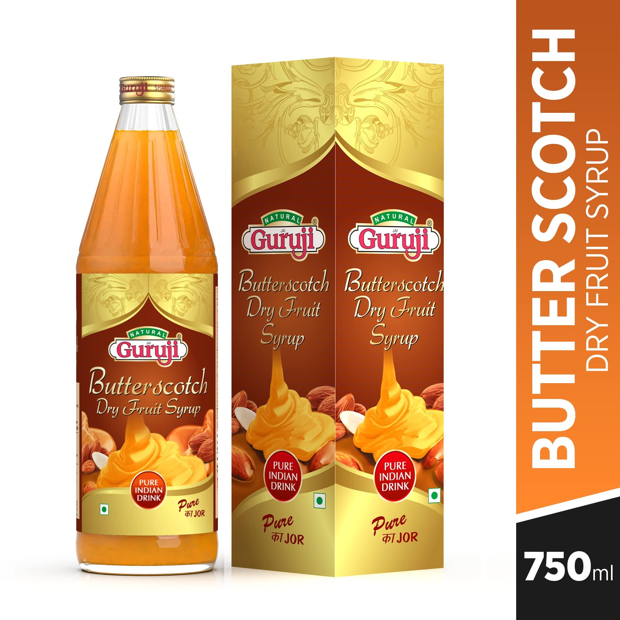Jai Guruji Jai Guruji Butterscotch Dry Fruit Syrup Sharbat, Instant Refreshing Drink For Summer (Mix with milk Only)  750ml
