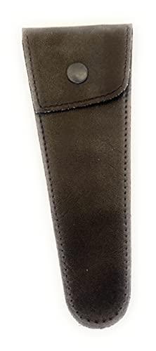 GBS Leather Straight Razor Case -- Brown Leather with Snap Button