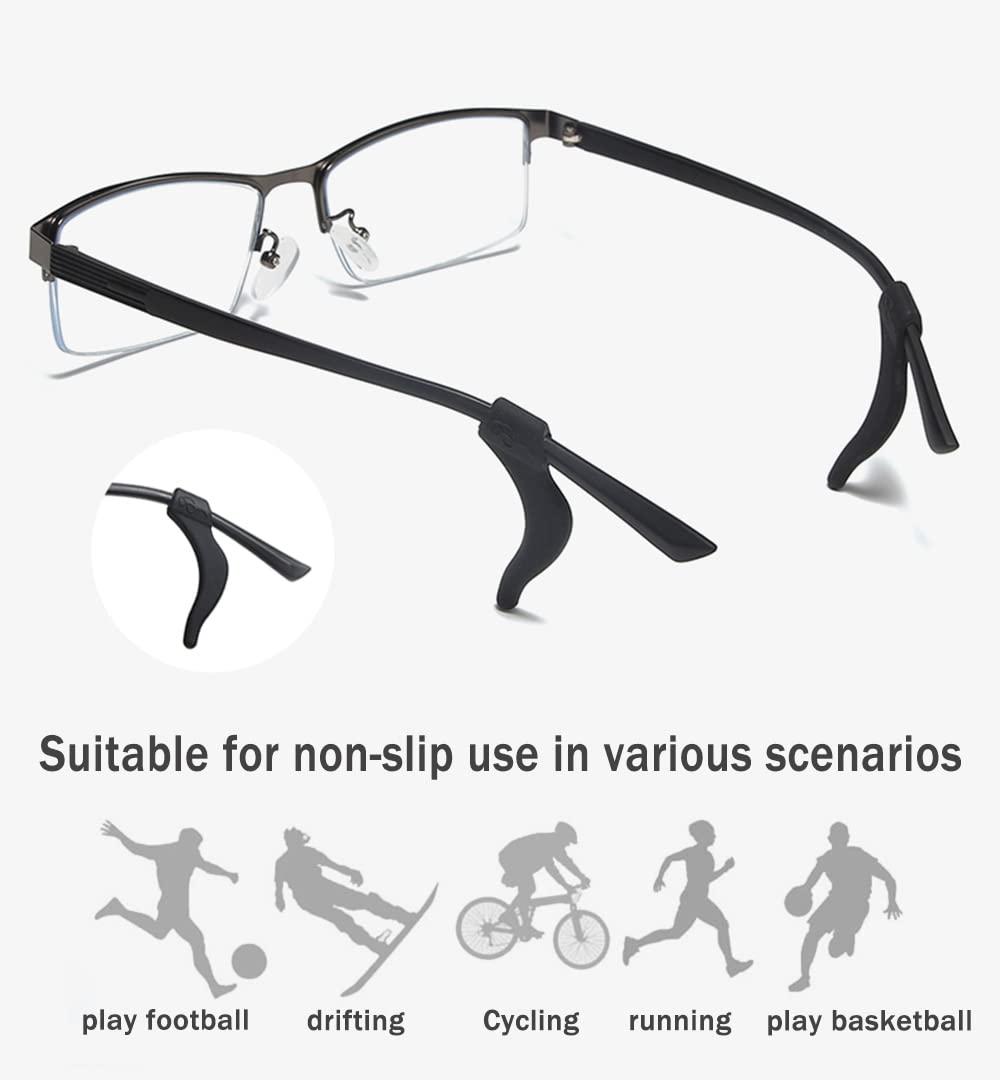PTSLKHN PTSLKHN Soft Silicone Eyeglass Ear Grips, 10 Pairs of Non-Slip Eyeglasses Ear Grips for Glasses, Sunglasses, Reading Glasses (Black), 42*11mm