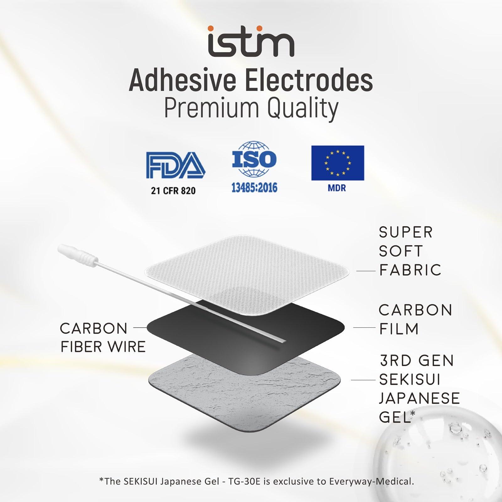 iStim iStim Super Soft 2\"x2\" TENS Unit Electrodes for TENS Massage EMS - 100% JAPANESE GEL (2\"x2\"- 16 pieces)