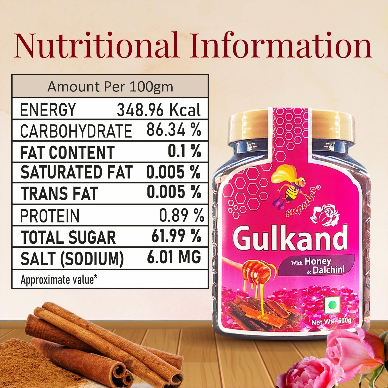 Super bee Superbee 100% Natural Gulkand with Honey and Dalchini (Cinnamon) 500gm