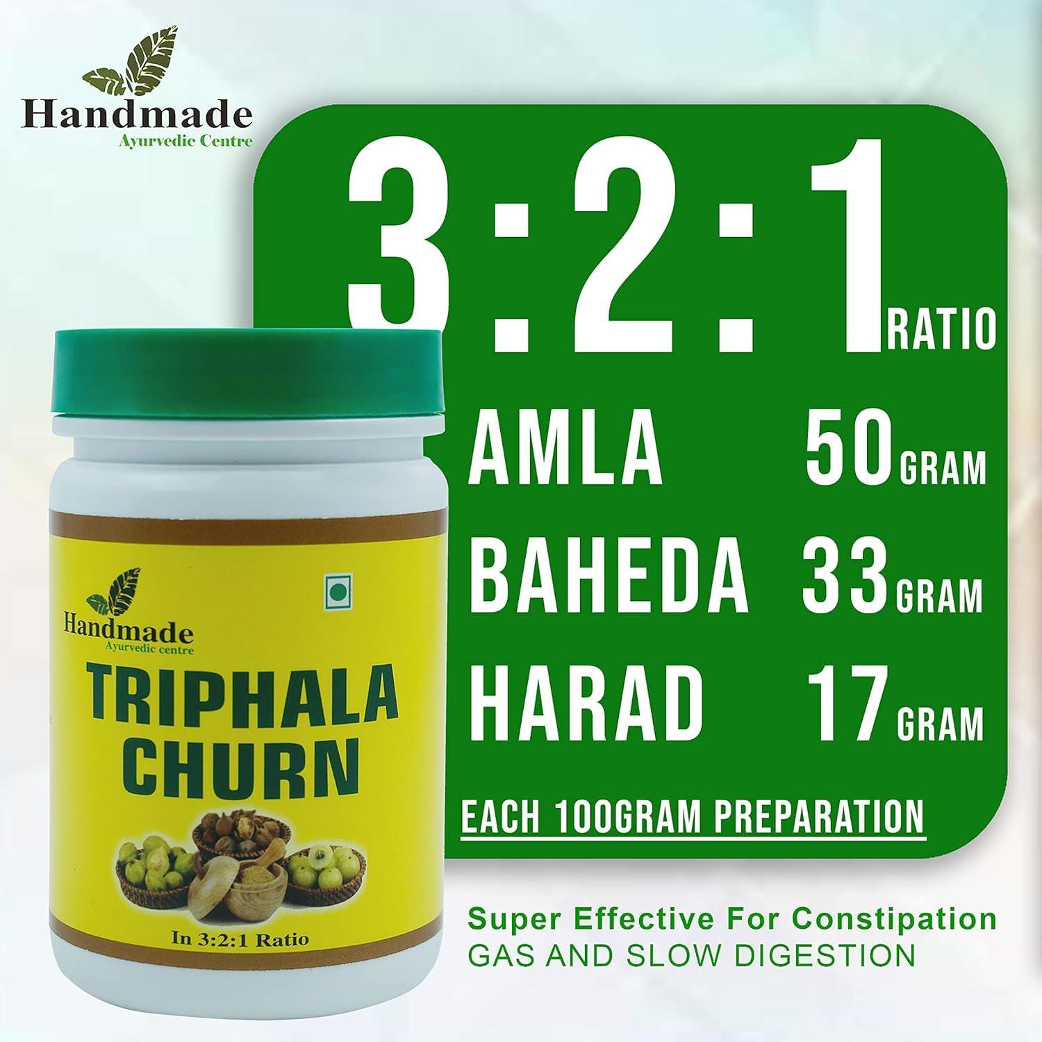 HANDMADE AYURVEDIC CENTRE Handmade Ayurvedic Centre Triphala Churna 400g | 1:2:3 Ratio Powder of Harad, Baheda & Amla. Pack of 200g x 2 ()