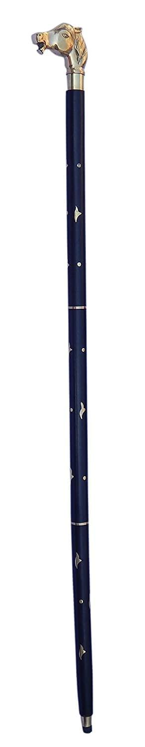 AHSKY AHSKY Clock Handicraft Brass Horse Handle Wooden Walking Handcrafted Walking Cane 3 Folding 36 Inches