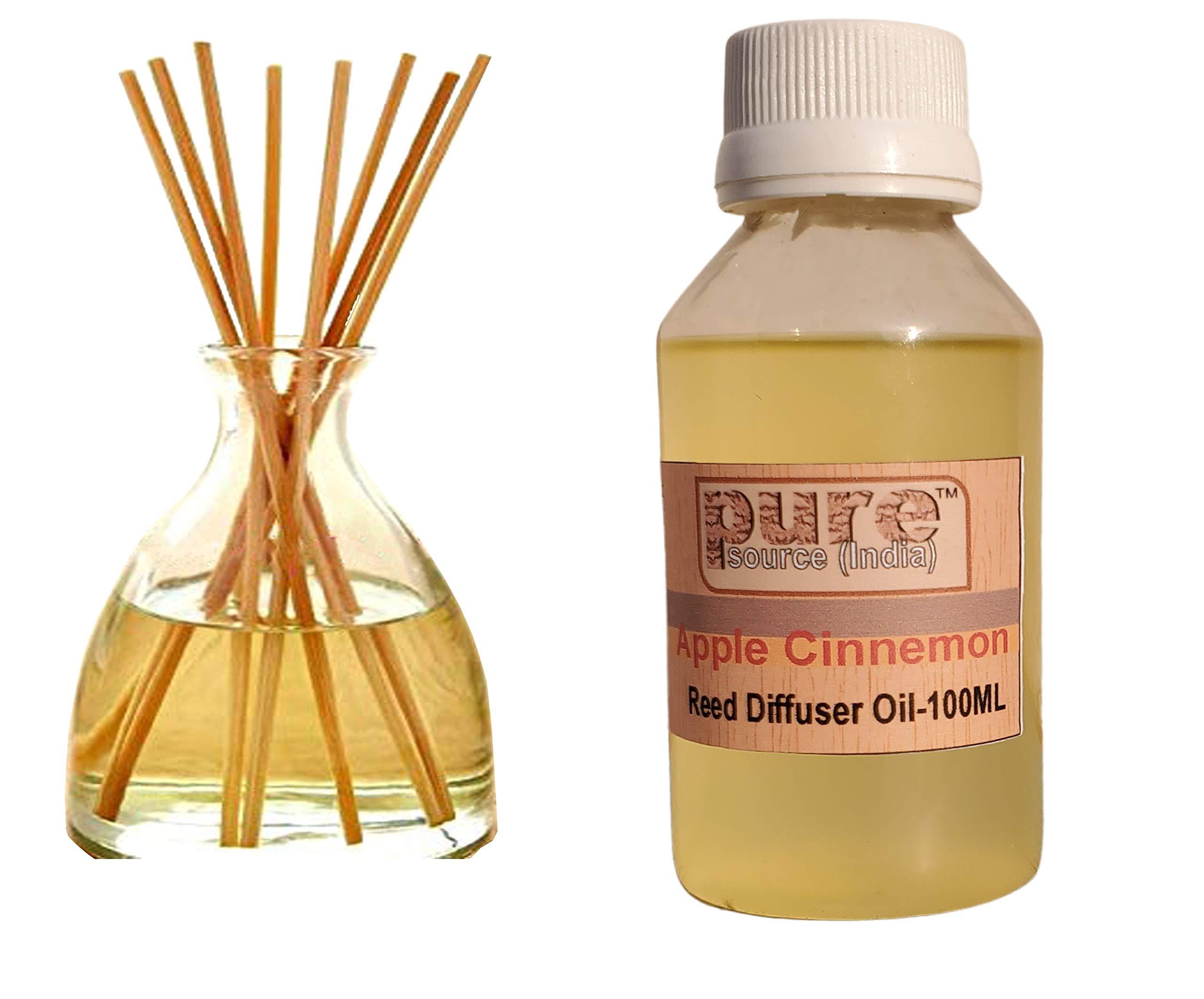 Pure Source India Pure Source India Reed Diffuser Oil Apple Cinnamon - 100 Ml, Reed Sticks - 8 Pieces, Natural White