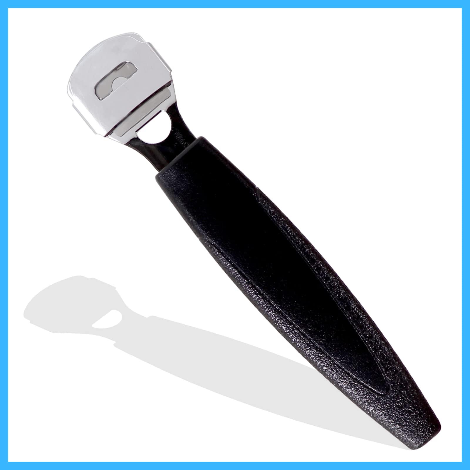 Triton TRITON Stainless Steel Foot Callus Shaver for Pedicure, Dead Skin Remover, Corn Cutter for Removing Solid n Cracked Skin, Heel Razor with Handle_Black