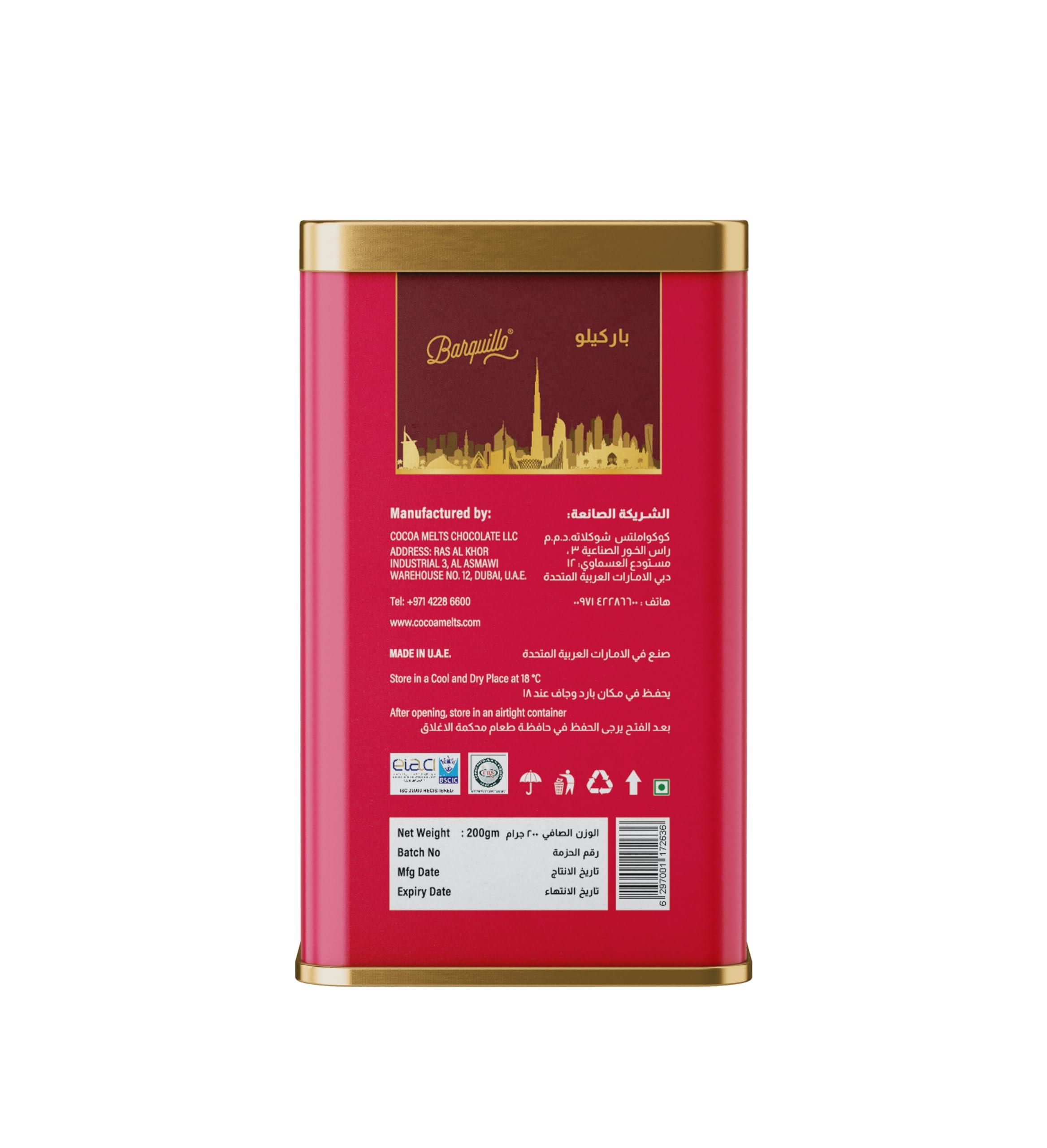 BARQUILLO Barquillo Premium Red Velvet Chocolate Tin Pack - 10 Pcs (200 gm) | Cheesecake Cream Filled Biscuit Roll imported | Dubai couverture taste | Raksha bandhan Gift Celebration Independence special offer