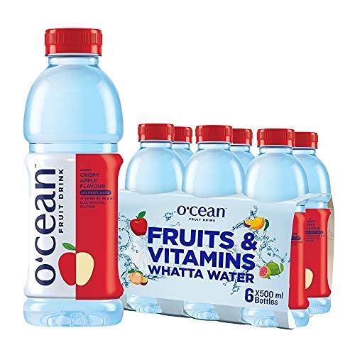 O'CEAN O'CEAN Fruit Water Crispy Apple flavor enriched with vitamins, electrolyte & glucose| 500ml | Pack of 6