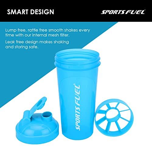 SportsFuel Sports Fuel Shaker Bottles Workout Supplement Protein Shake Gym Water Bottle Gym Sipper Bottle for Men & Women, BPA Free (700 ml) (Blue)