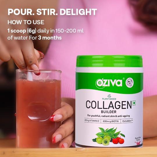 OZiva OZiva Vegan Collagen (Berry Orange) with Biotin & Vitamin C For Brighter & Youthful Skin | Collagen Supplement For Women & Men | Plant Based Collagen Powder | Certified Vegan 250g (Pack of 1)