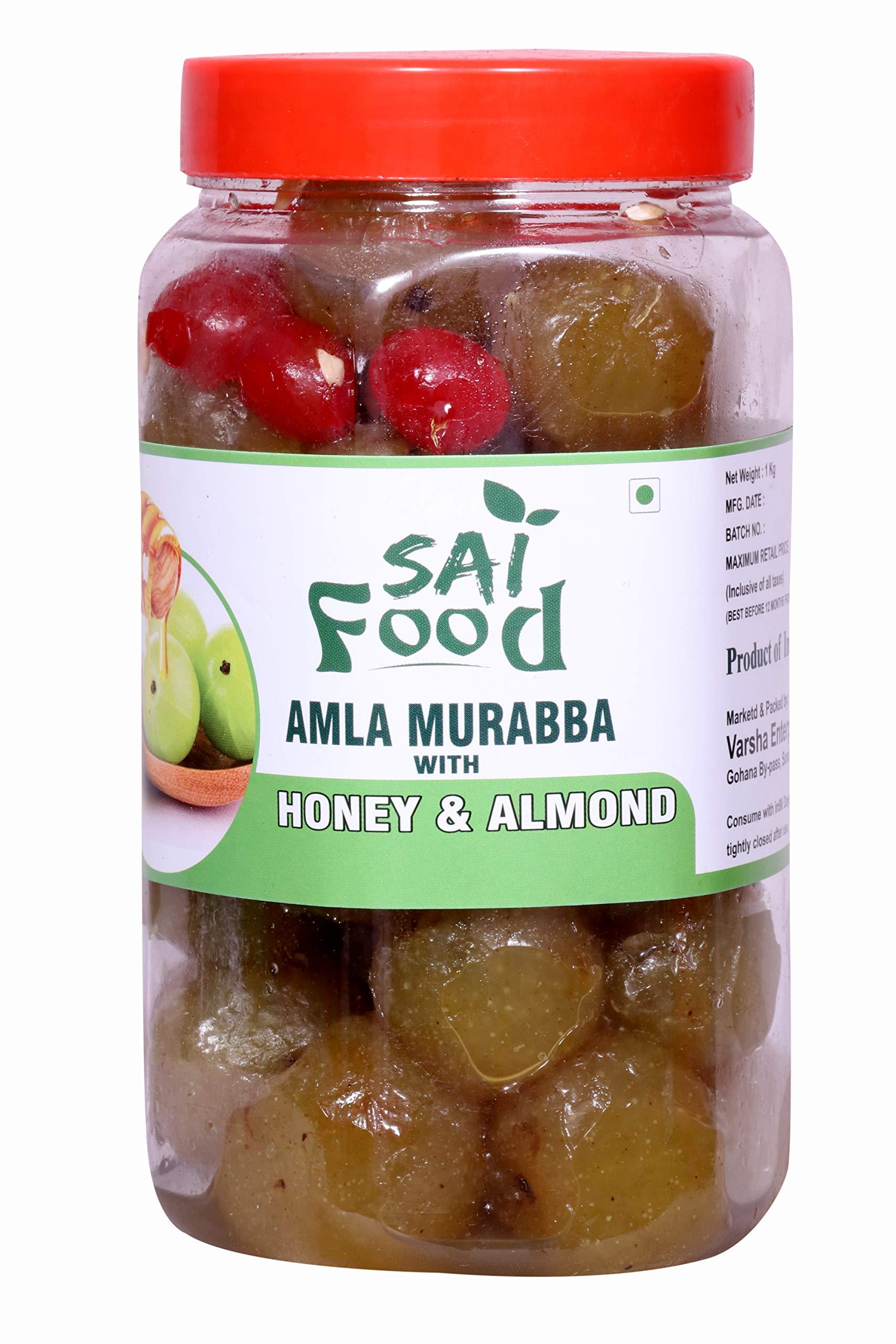 SAi Food SAi Food Homemade Organic Honey Amla Murabba with Honey Ingredient:, Fenugreek, Clove, Elam, Crystals, Cardamom (Elichie), Palm Good for Blood Circulation -900 Gram