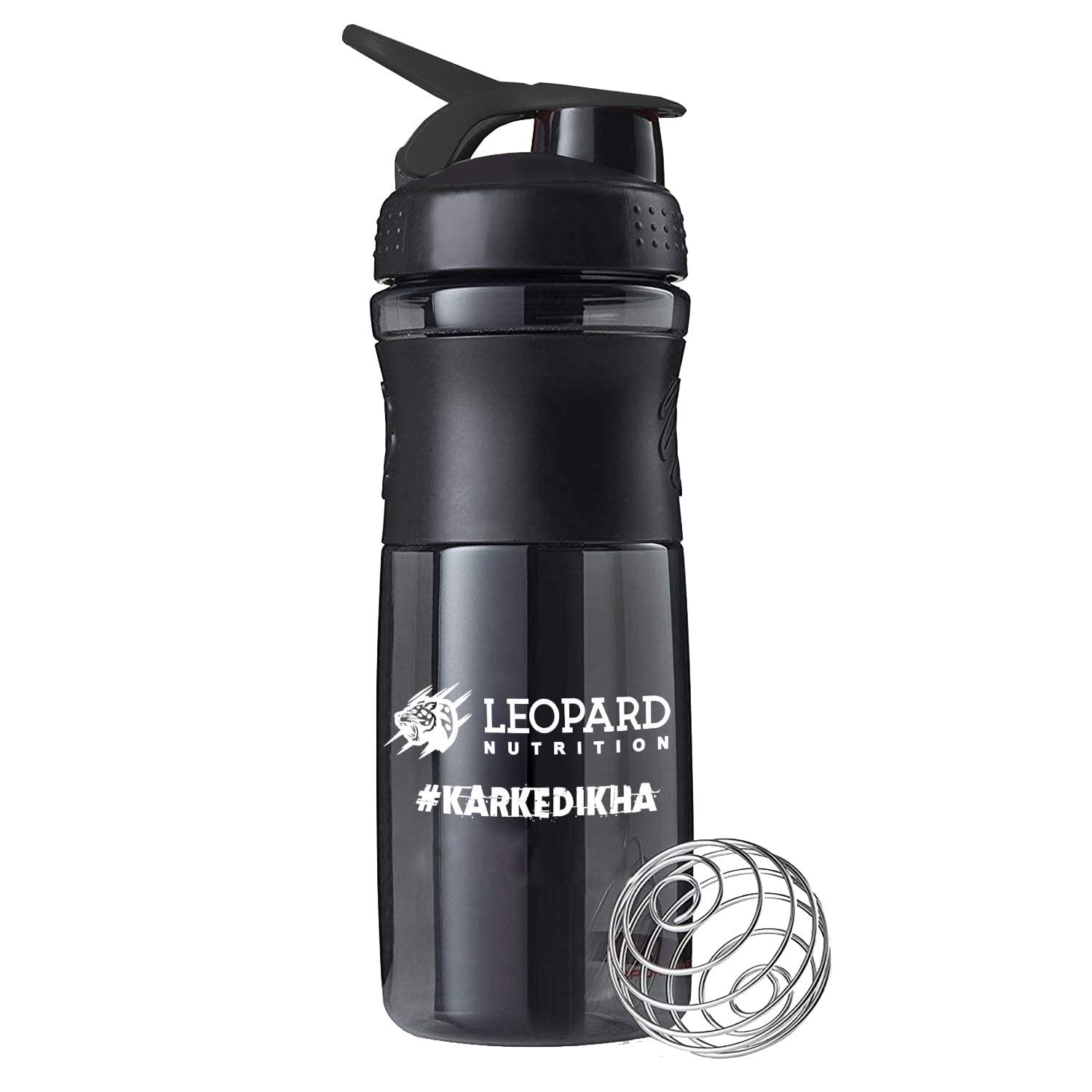 LEOPARD NUTRITION LEOPARD NUTRITION Polyethylene Protein Shaker Bottle, Leak Proof Bpa Free (Black-760Ml, Pack Of 1)