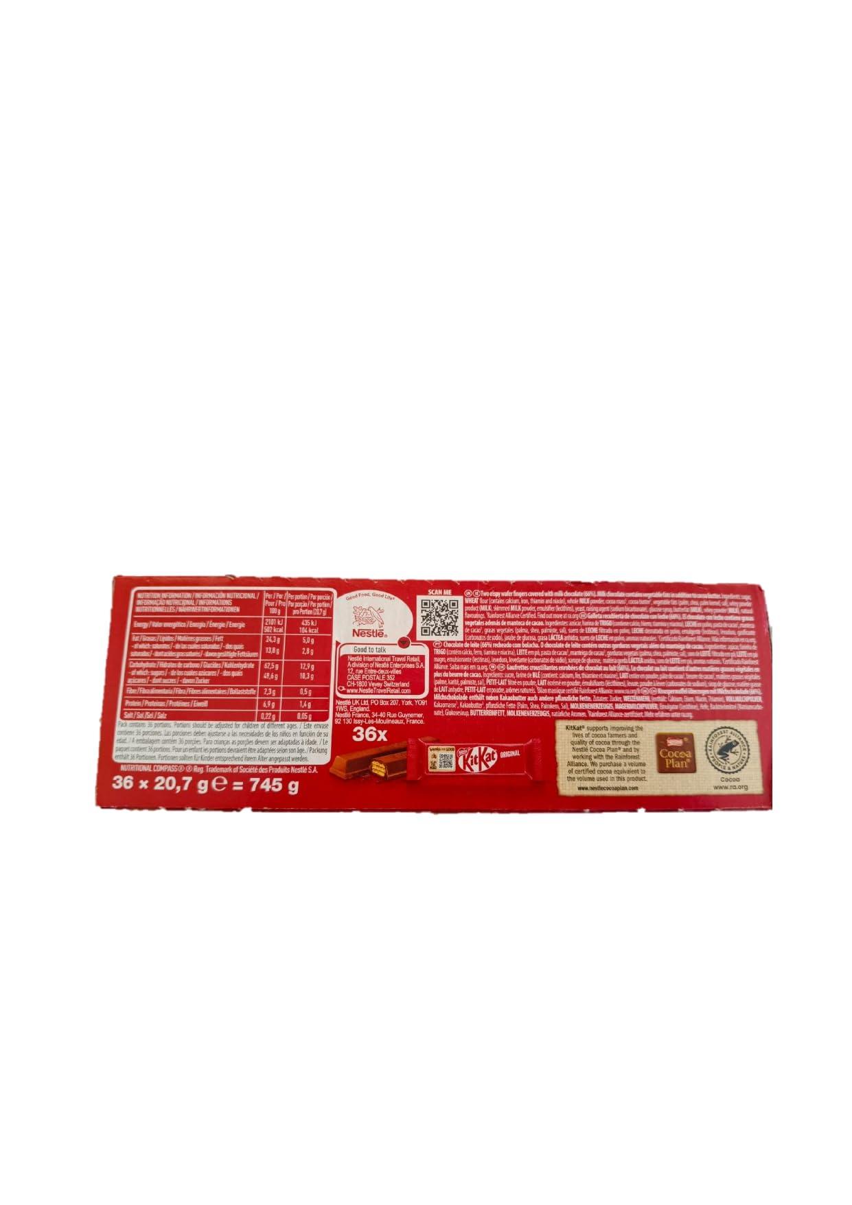 Nestle Nestle, Kitkat Pack of 36 pc Of 2 fingers Each Made In UK, Chocolate, 745 gram