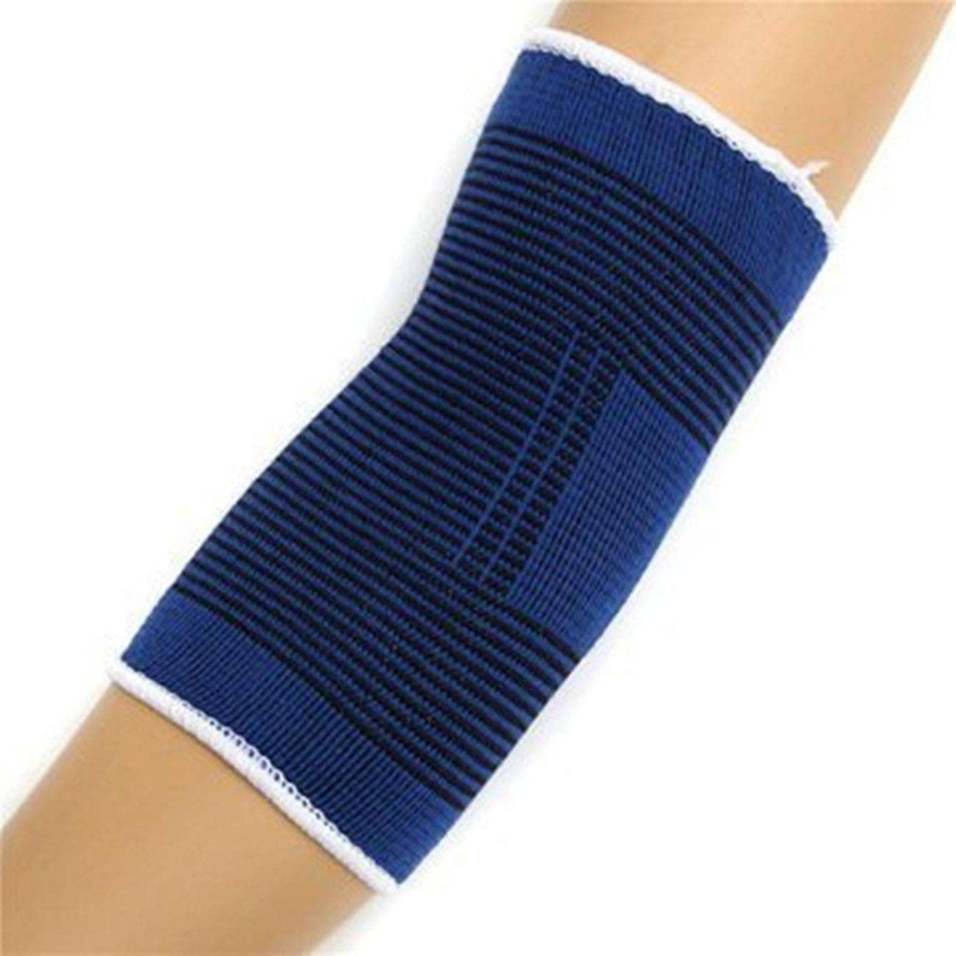 Trendegic Trendegic Elastic Pain Relief Elbow Hand Mussels Support Guard Brace Gym for Men Women (Blue, 1 pair)