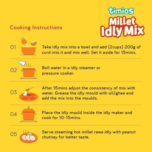 Timios Timios Instant Millet Idly mix | Easy & Ready to Cook Instant Millet Breakfast Mix for Kids | Rich in Protein & High Fiber| 250 g