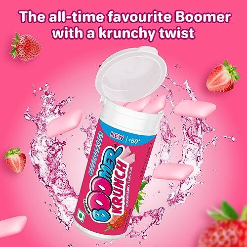 Boomer Boomer Krunch Chewing Gum | Strawberry Flavour Bubble Gum | Long-Lasting Taste & Fun | Pocket-Friendly & Easy to Carry Tube | Show Box Pack |230.4 g