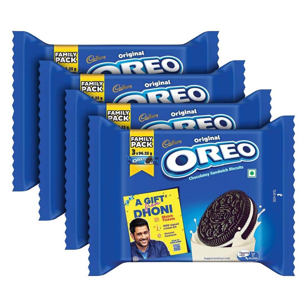 Oreo Oreo Cadbury Vanilla Flavour Crme Sandwich Biscuit, Pack Of 4 X 288.75 Gram Family Pack