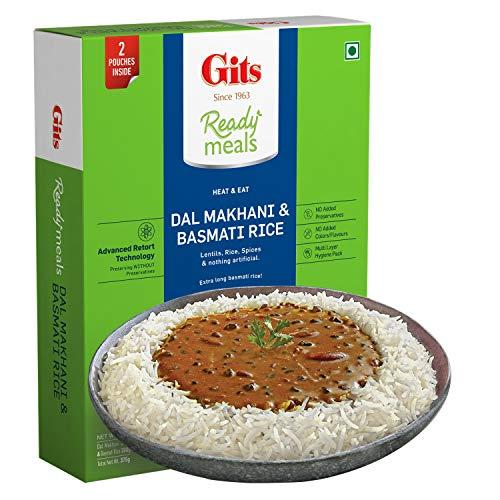 Gits Gits Ready to Eat Basmati Rice + Dal Makhani Combo Indian Meal, Pure Veg Heat and Eat, 1125g (Pack of 3 X 375g Each)