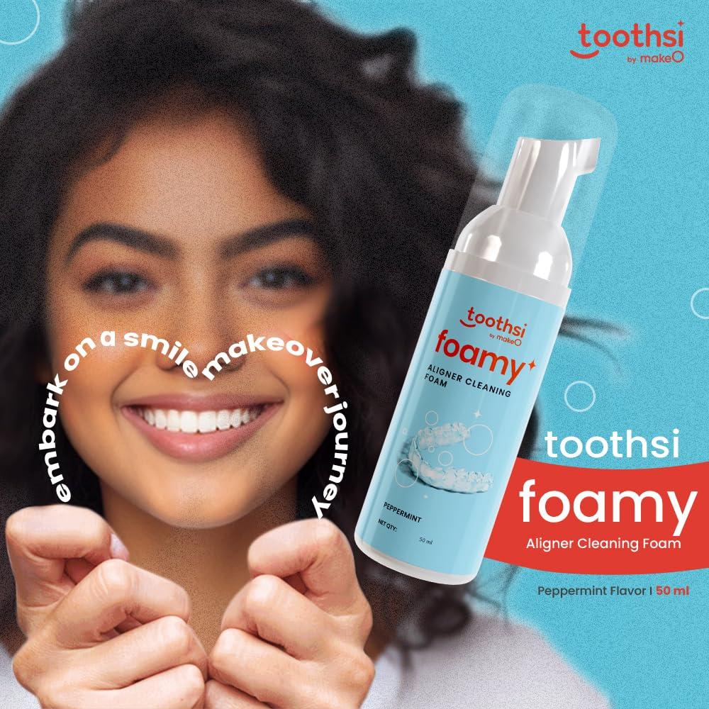Toothsi Toothsi Foamy Aligner Cleaning Foam | Peppermint Flavor | Antibacterial Formula - Dentures, Retainers & Aligners | Odour-Free | Oral Foam for Retainer Cleaner | Easy & Portable | Pack of 3 (50ml each)