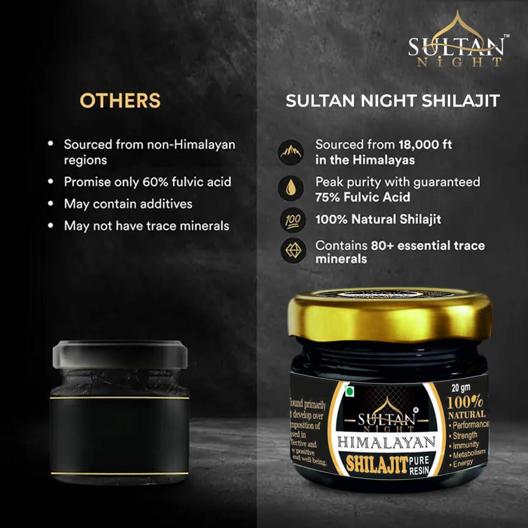 Sultan Night Sultan Night Himalayan Shilajit/Shilajeet Resin Helps Improve Strength | Immunity | Metabolism | Stamina | Energy and Help Boost Energy Levels Naturally (20g)