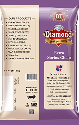 BT Diamond BT Diamond Dill Seeds | Whole Suva Dana | Suva Dana | Suwa Dana | Natural and Fresh Suwa | Extra Sortex Clean | 1 Kg | Pack of 1