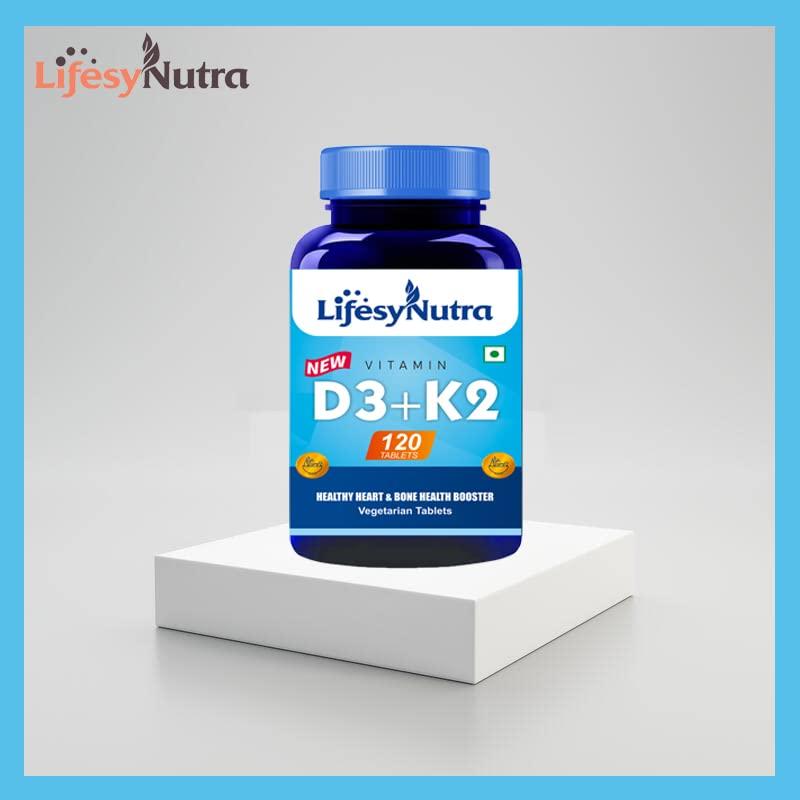 LIFESYNUTRA Lifesy Nutra Vitamin D3 With Vitamin K2 as MK7 supplement For Healthy Heart & Bone Health Booster - 120 Vegetarian Tablets