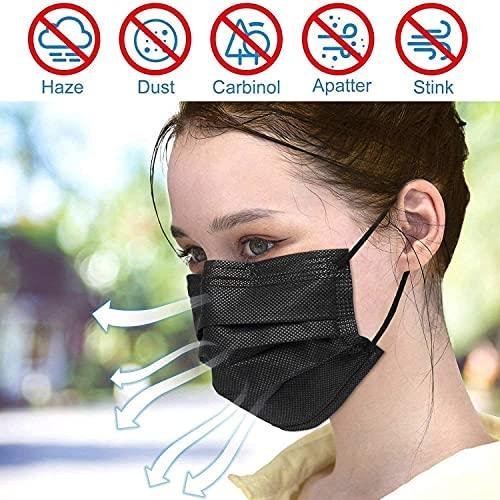 Wisezag Wisezag Black Surgical Mask Pack of 110 Pieces Disposable Masks 3 Ply Layer & Nose Clip Ultrasonic Use, Throw Masks Pack of 100 Pcs Pin 3Ply Unisex, Nonwoven Fabric