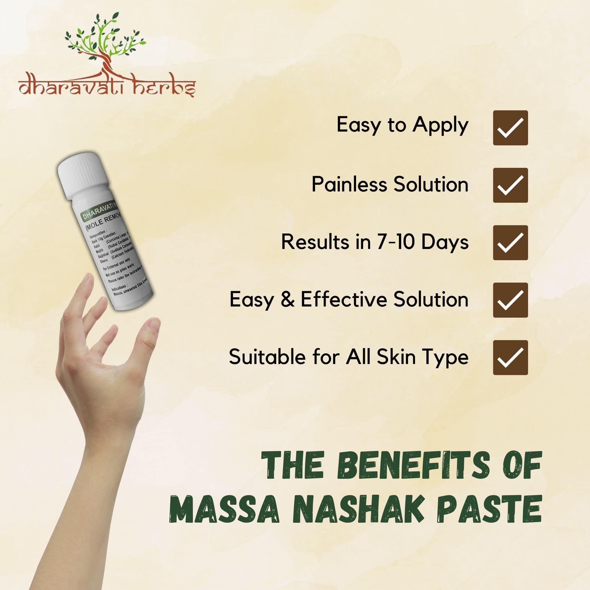 Dharavati Herbs DHARAVATI Combo Pack of Massa Removal Paste & Ayurvedic Aloe Vera Gel | Mole Removal Paste (5ml) | Ayurvedic & Herbal Aloe Vera Gel (100gm) | For Clean and Natural Glowing Skin